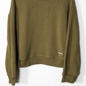 Rag & Bone Khaki Cropped Crewneck Pullover Olive